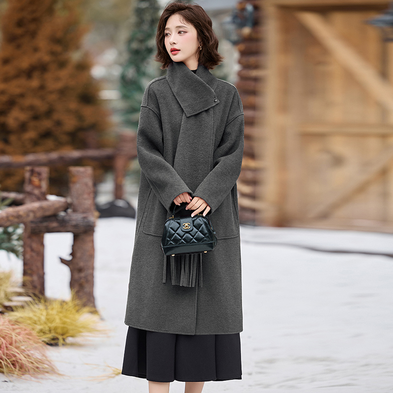 Long red scarves cashmere overcoat