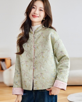 Short jacquard cotton coat temperament coat