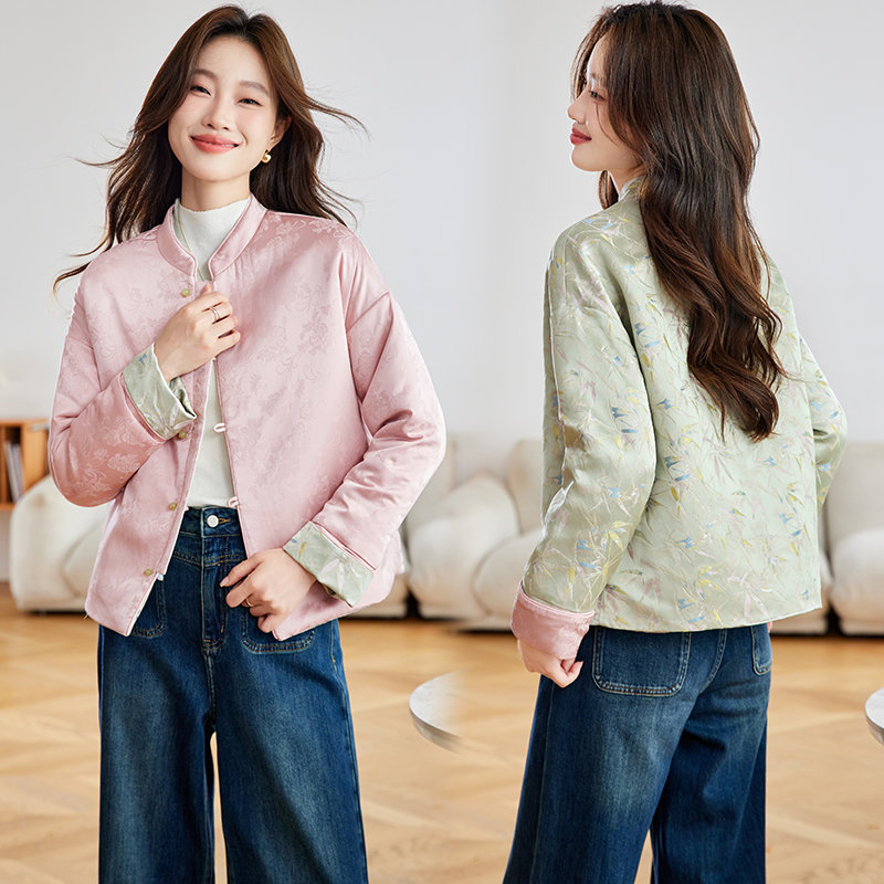 Short jacquard cotton coat temperament coat