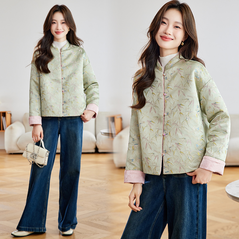 Short jacquard cotton coat temperament coat