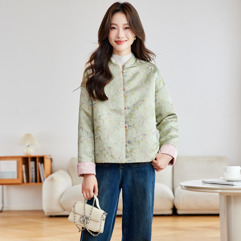 Short jacquard cotton coat temperament coat