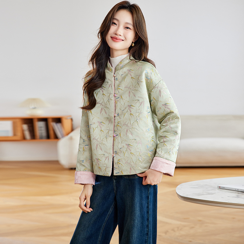 Short jacquard cotton coat temperament coat