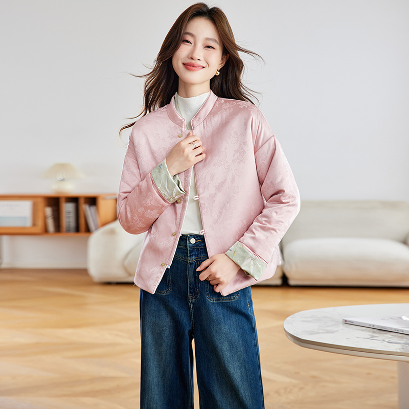 Short jacquard cotton coat temperament coat