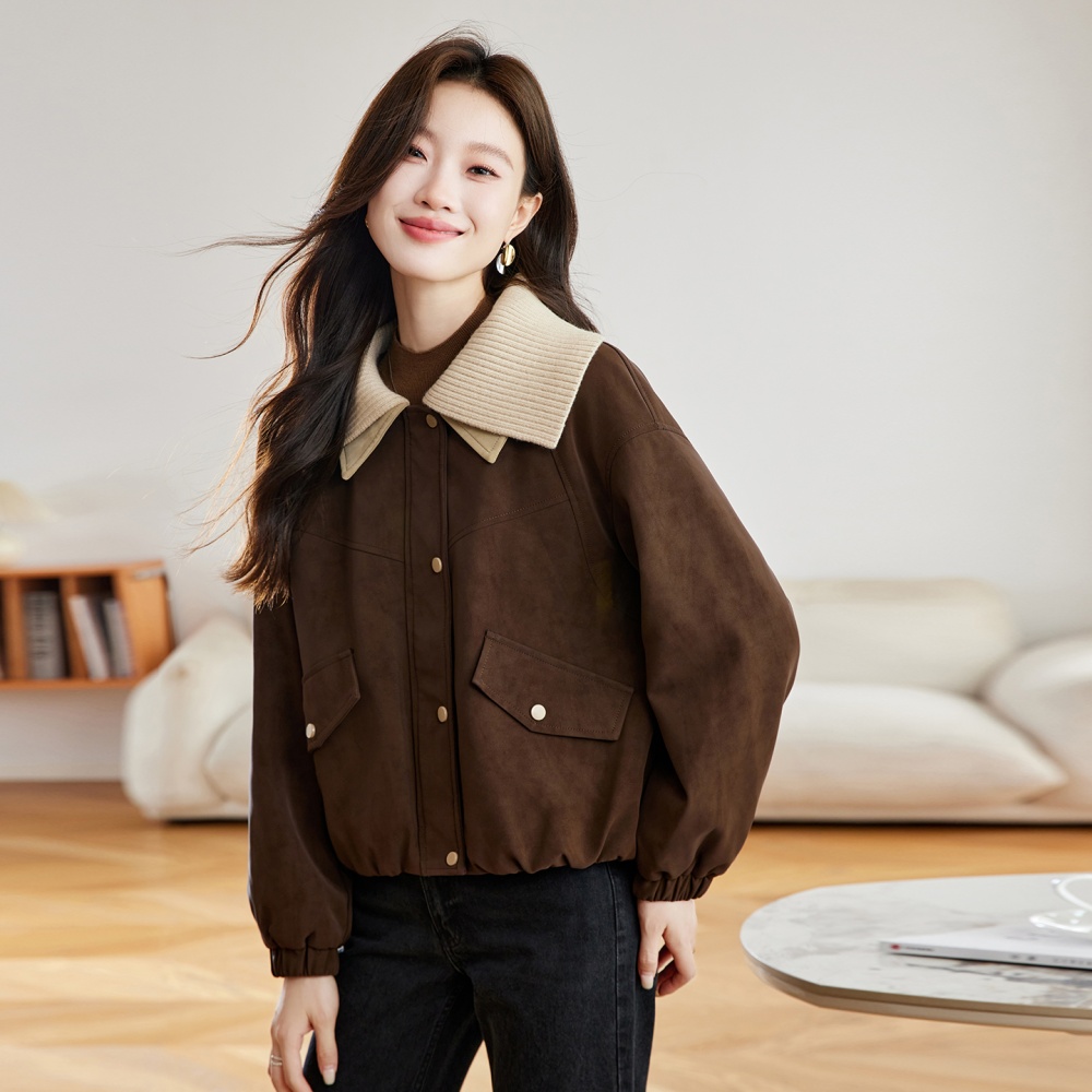 Lapel plus velvet show young thick cotton coat for women