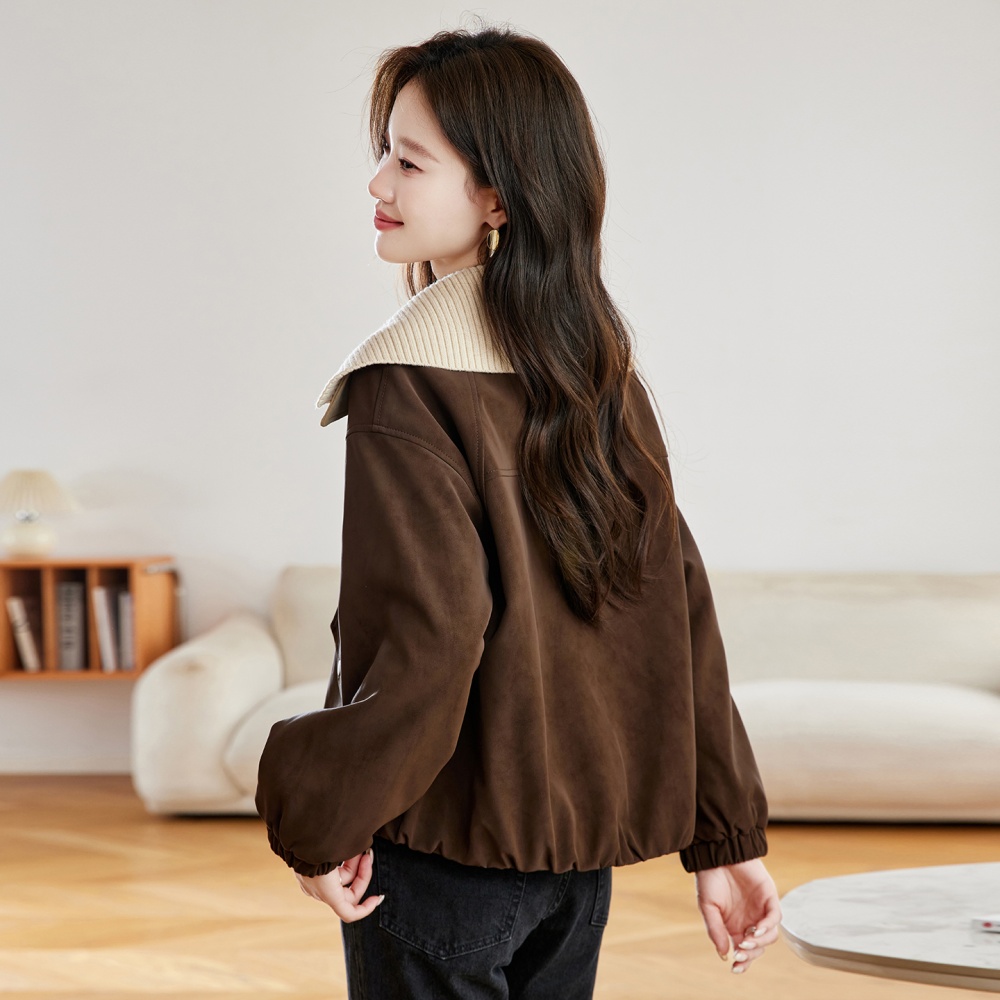 Lapel plus velvet show young thick cotton coat for women