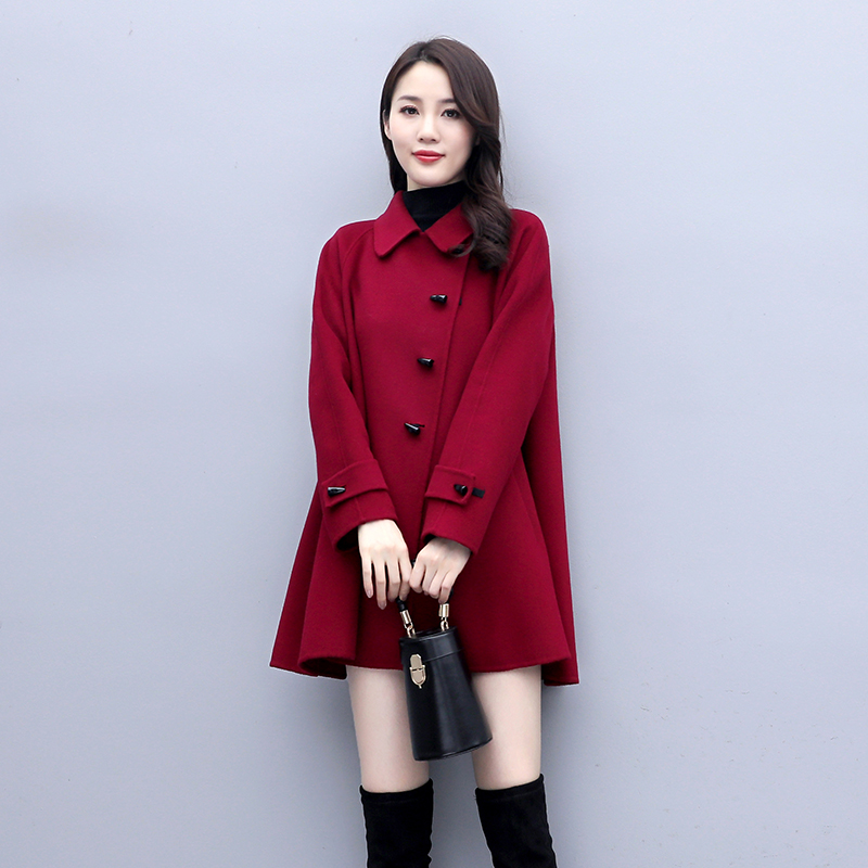 Double-breasted woolen coat winter coat for women