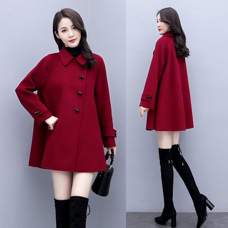 Double-breasted woolen coat winter coat for women