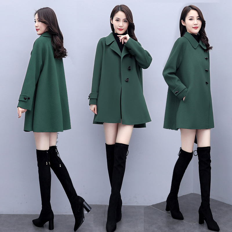 Double-breasted woolen coat winter coat for women