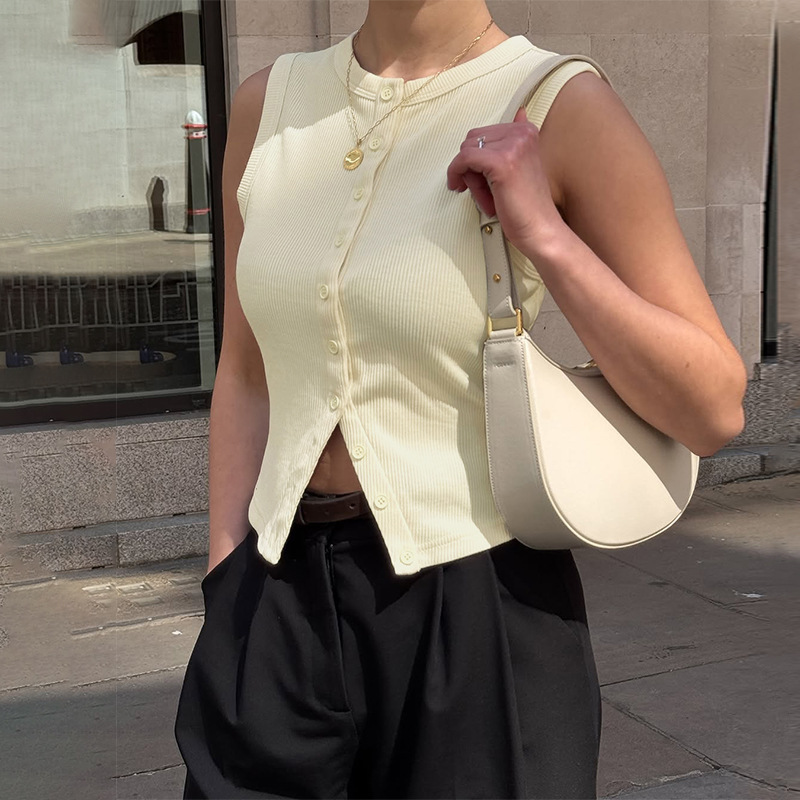 Fashion European style cardigan buckle knitted vest