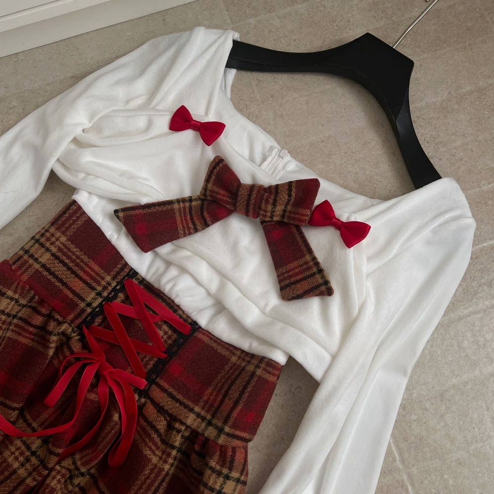 Sweet christmas lovely flat shoulder dress