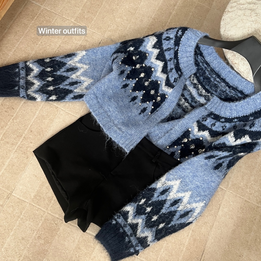 Winter wears outside slim coat lazy short knitted sweater