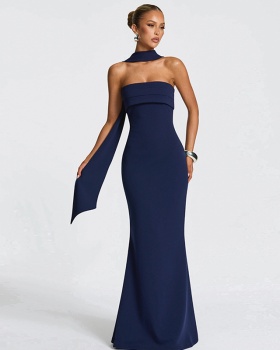 France style elasticity wrapped chest high waist mermaid dress