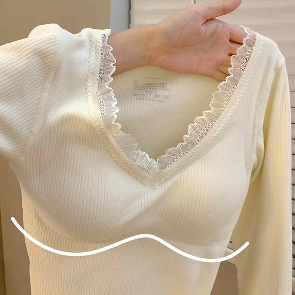 Autumn with chest pad warmth underware silk slim sweater