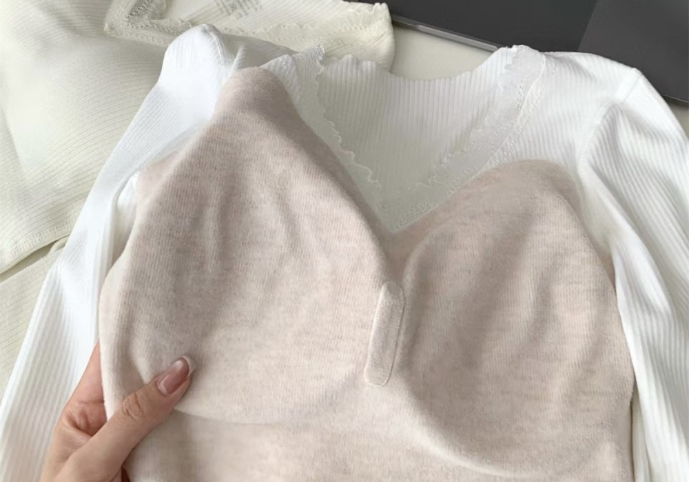 Autumn with chest pad warmth underware silk slim sweater