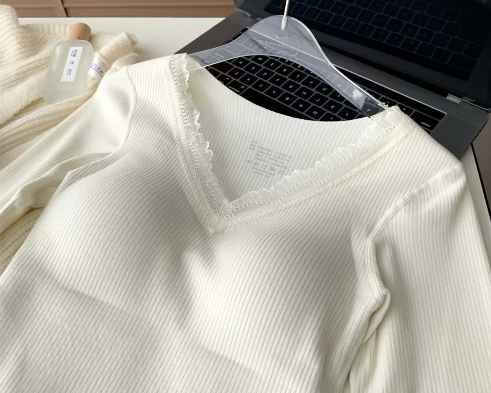 Autumn with chest pad warmth underware silk slim sweater