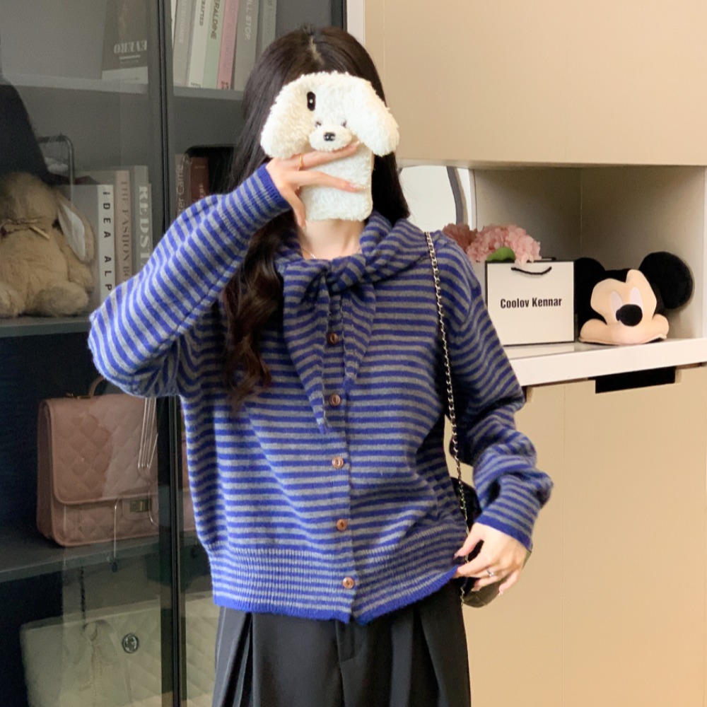 Autumn and winter stripe sweater all-match scarves a set