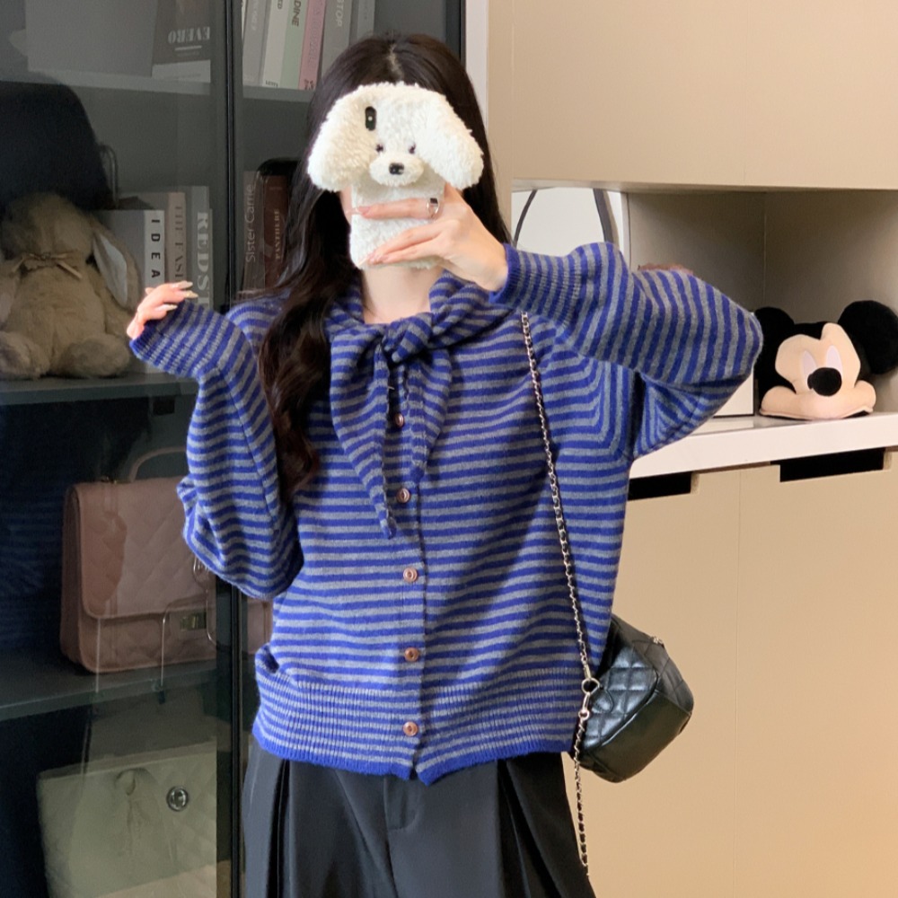 Autumn and winter stripe sweater all-match scarves a set