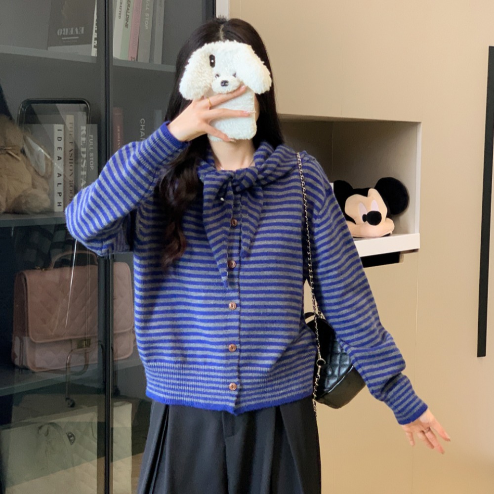 Autumn and winter stripe sweater all-match scarves a set