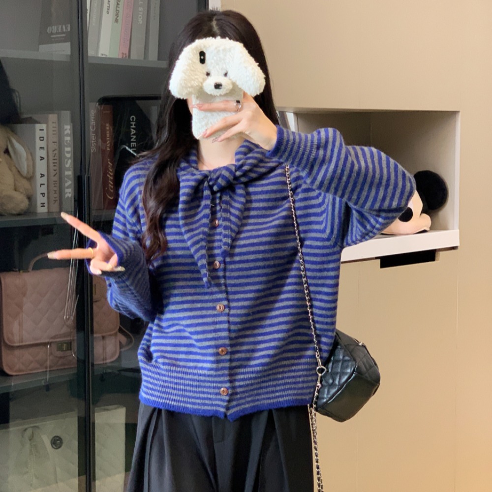 Autumn and winter stripe sweater all-match scarves a set