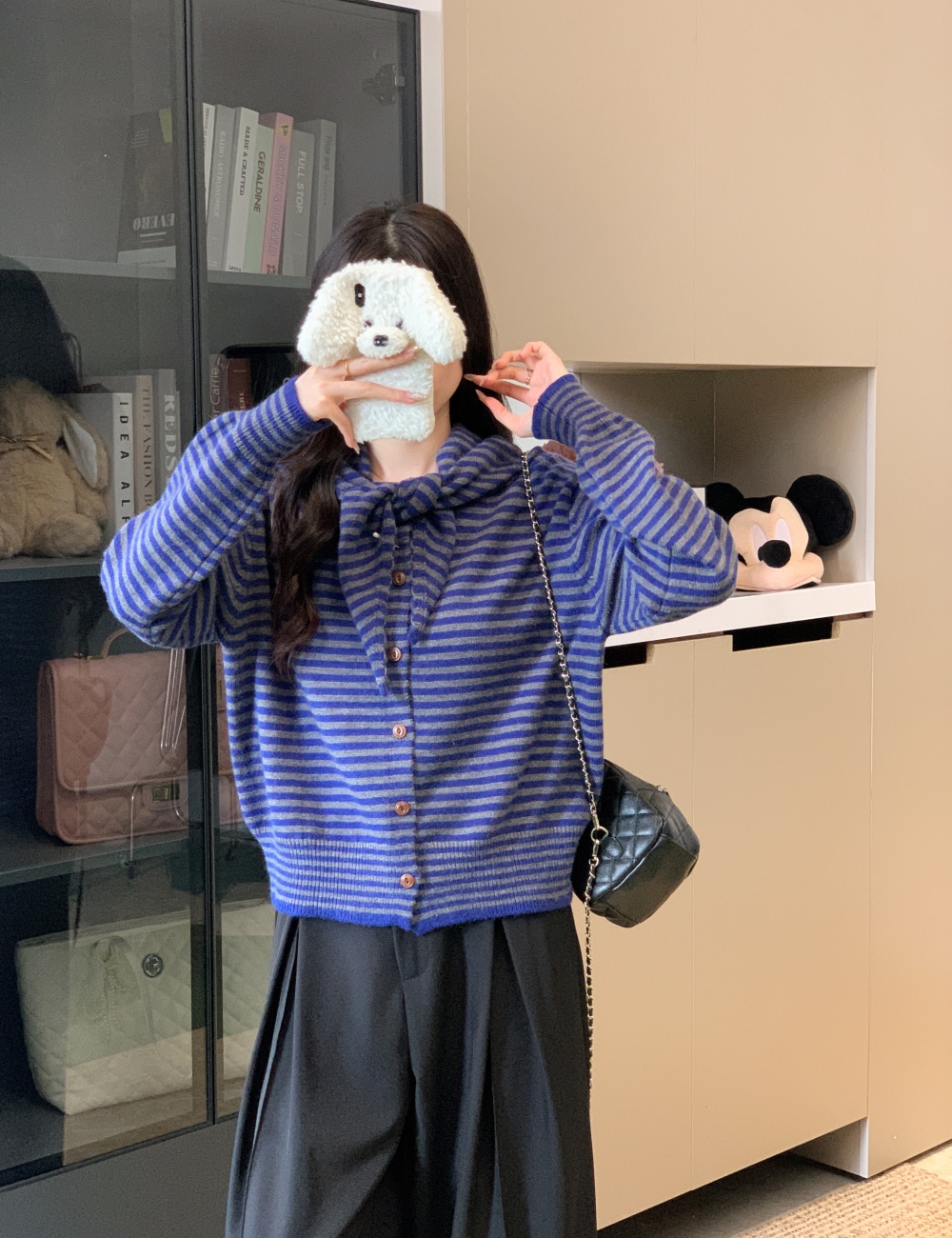 Autumn and winter stripe sweater all-match scarves a set