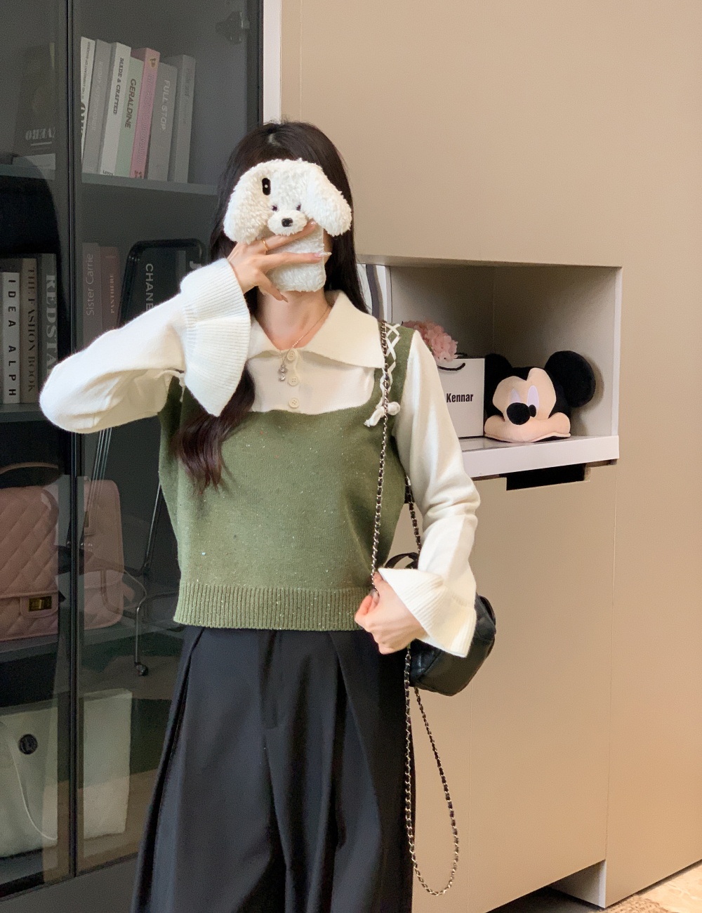 Autumn Pseudo-two sweater splice tops for women