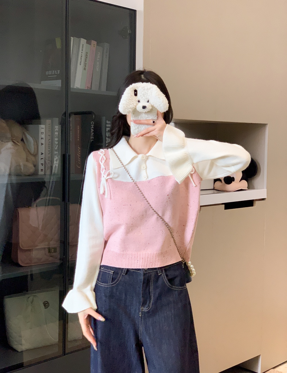 Autumn Pseudo-two sweater splice tops for women