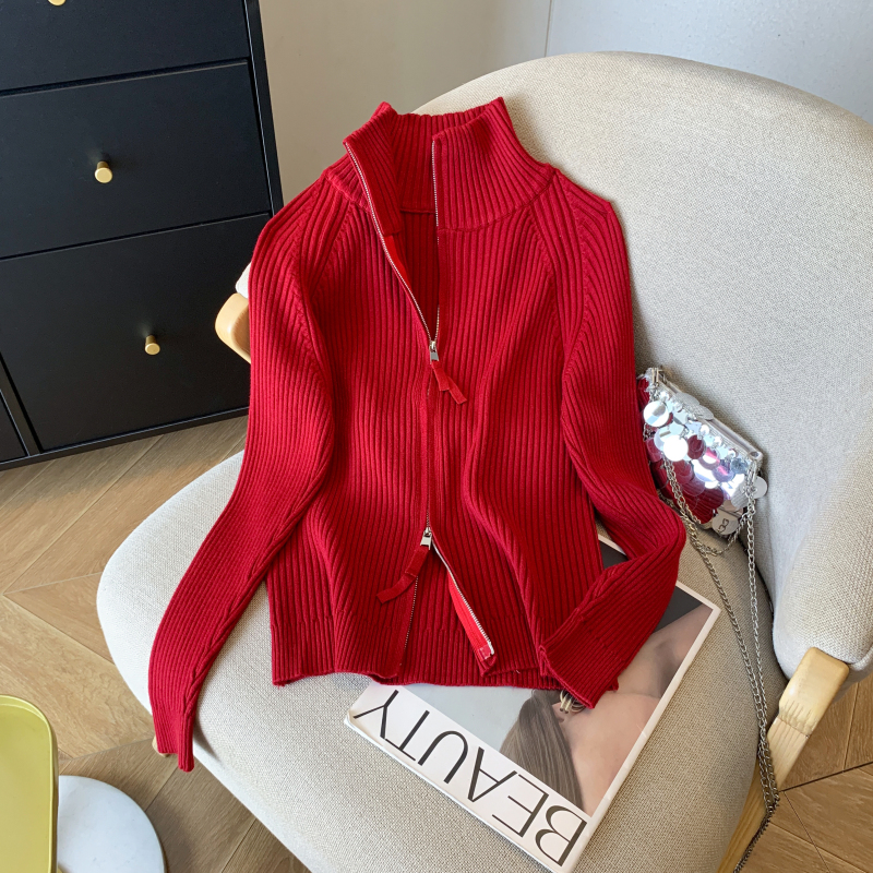 Winter zip sweater niche slim tops