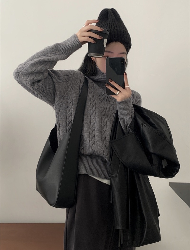 Half zip retro sweater Korean style thick coat for women