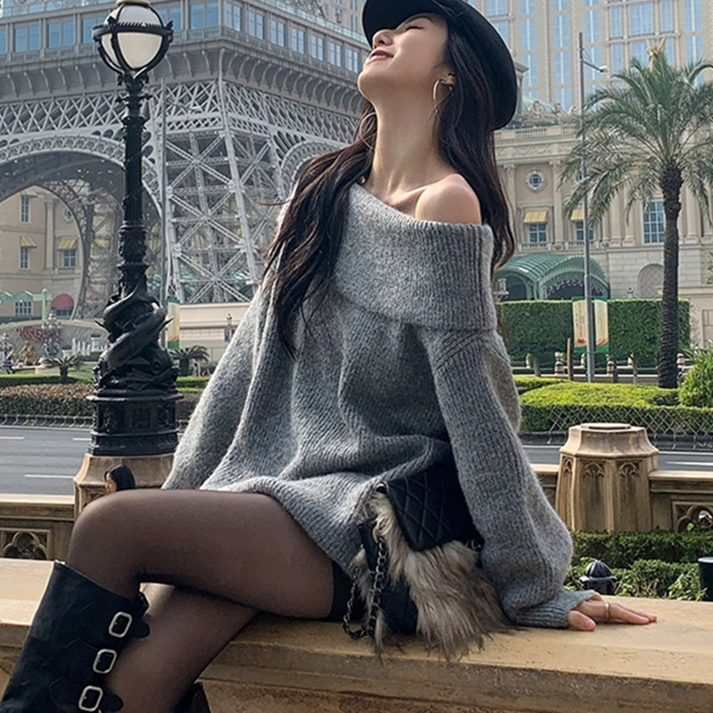 Knitted sweater bottoming tops for women