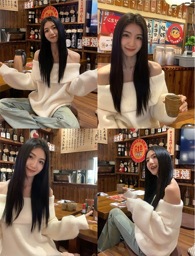 Knitted sweater bottoming tops for women