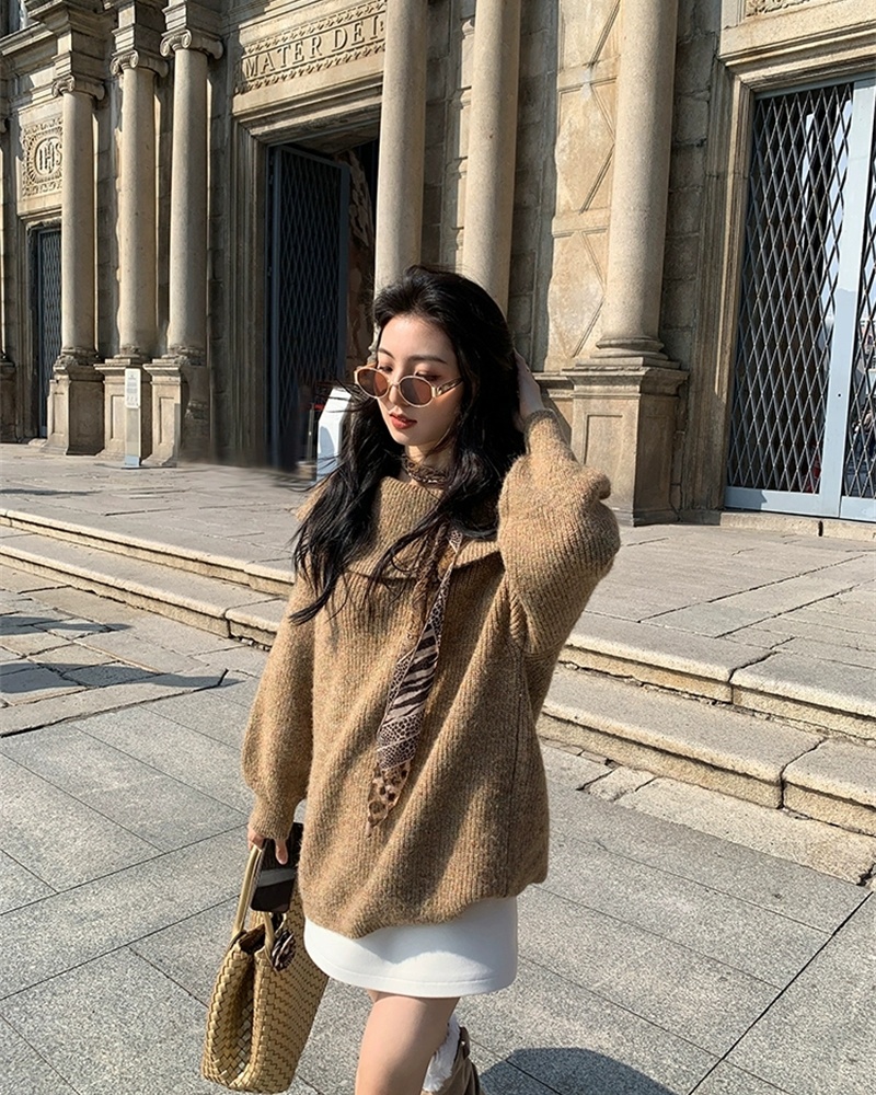 Knitted sweater bottoming tops for women