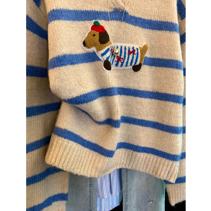 Lapel wool autumn and winter shirts mixed colors puppy sweater