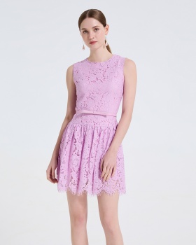 Elegant full lace formal dress flower stereoscopic dress