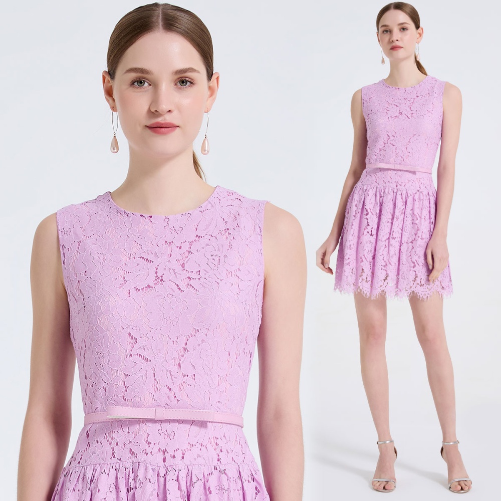 Elegant full lace formal dress flower stereoscopic dress