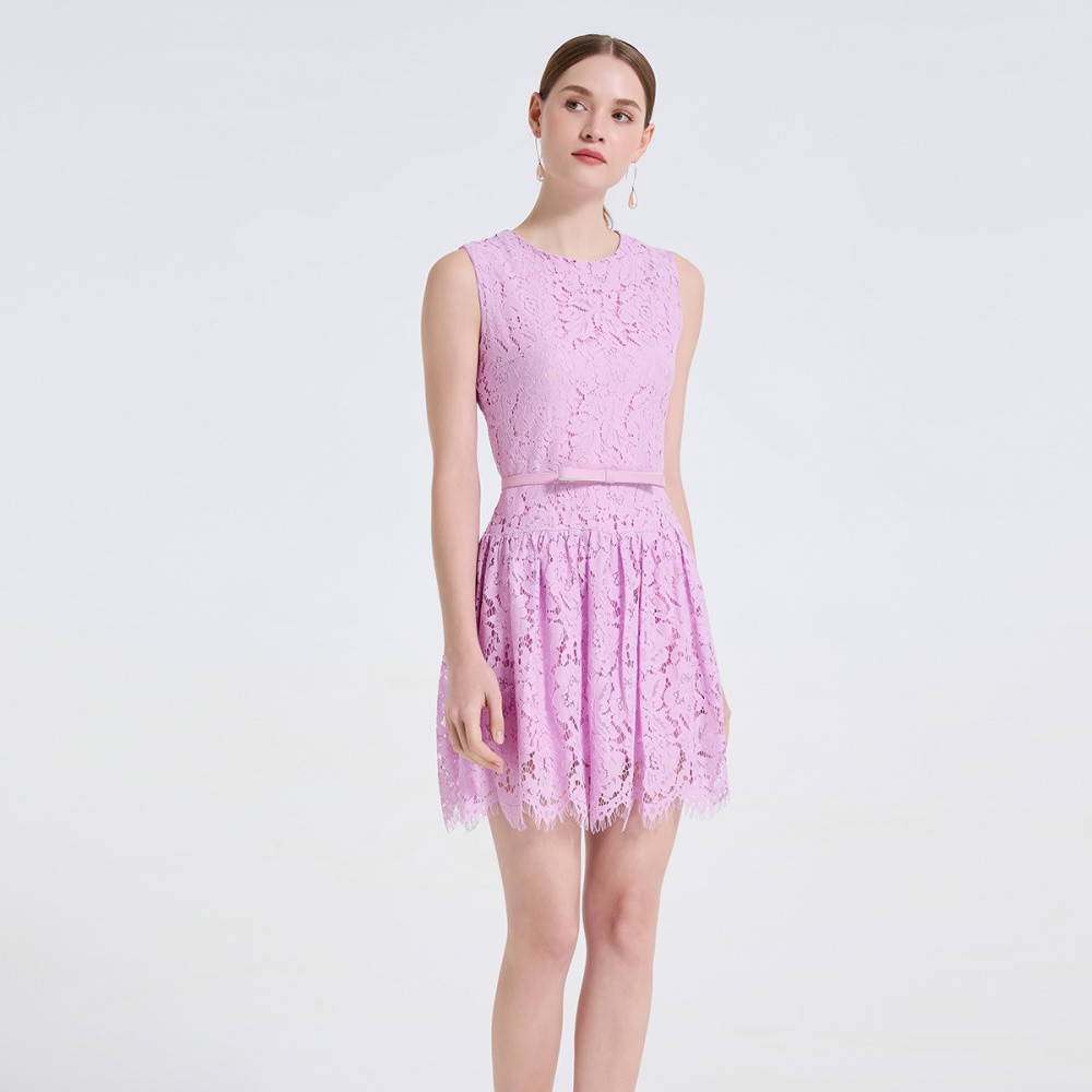 Elegant full lace formal dress flower stereoscopic dress