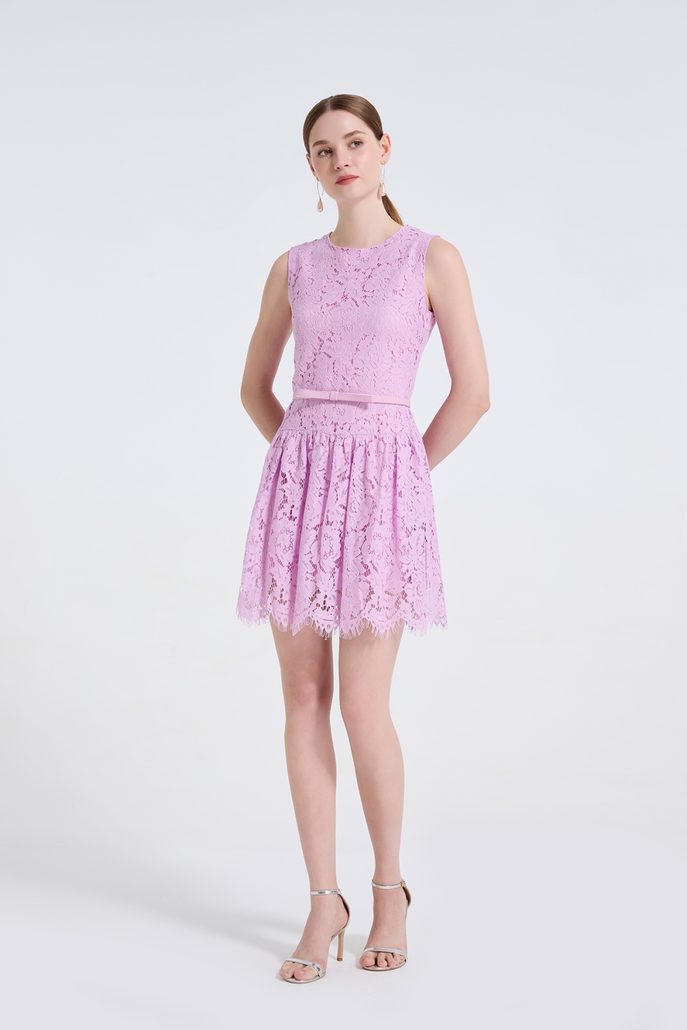 Elegant full lace formal dress flower stereoscopic dress