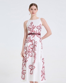 Refinement printing stereoscopic high waist dress