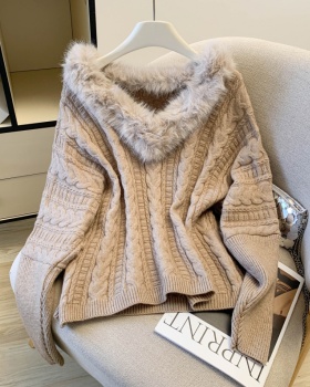 All-match niche sweater fur collar fashion tops for women