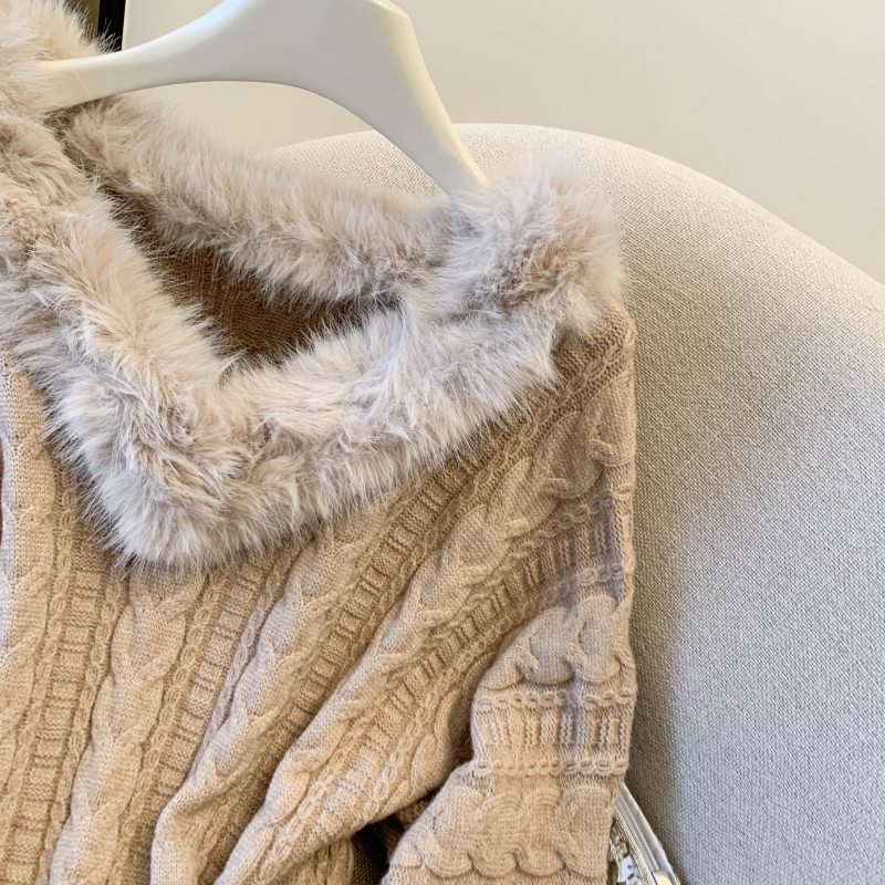 All-match niche sweater fur collar fashion tops for women