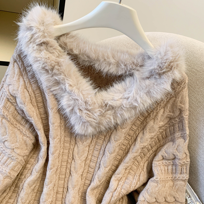 All-match niche sweater fur collar fashion tops for women