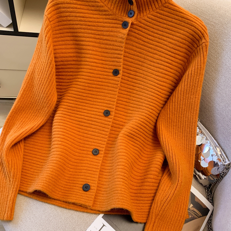 Pure knitted niche tops Western style high collar sweater