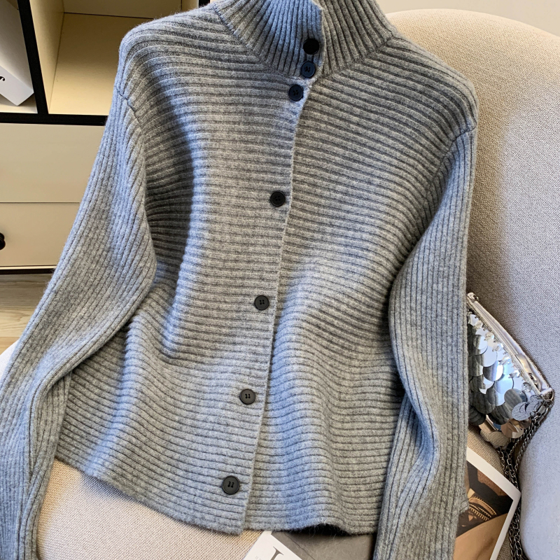 Pure knitted niche tops Western style high collar sweater