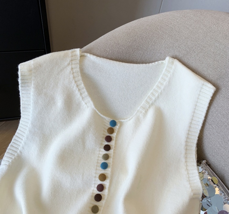 Knitted rainbow vest retro waistcoat for women