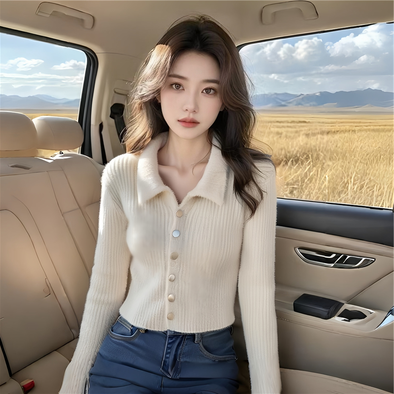 Simple short cardigan knitted sweater