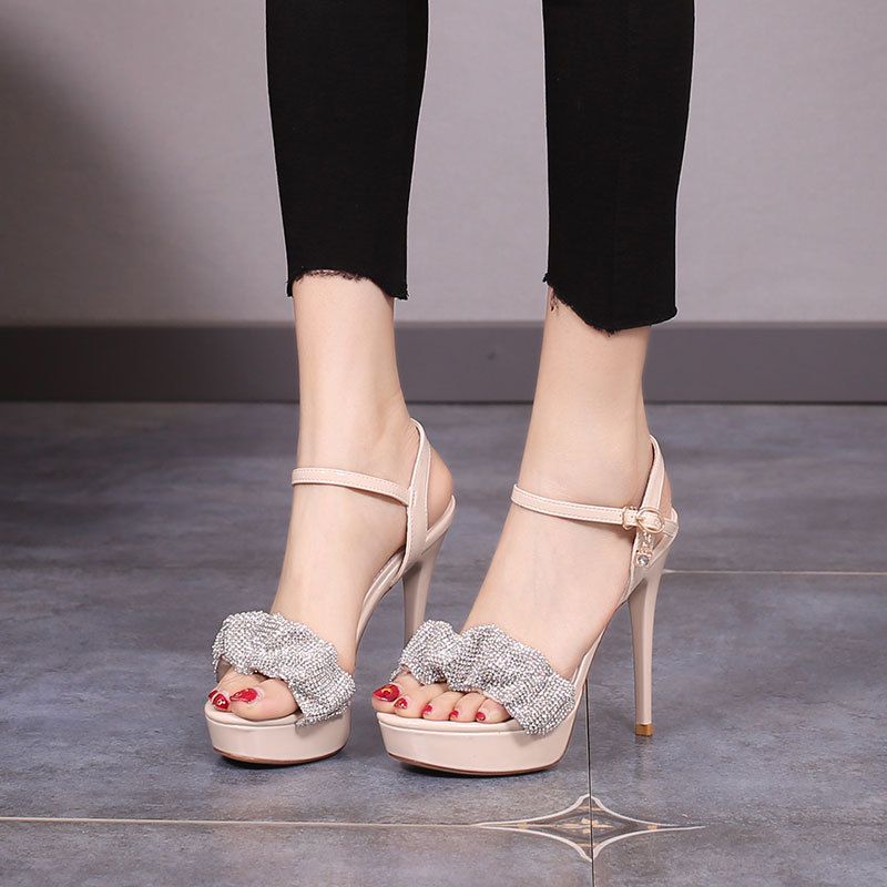 Sexy catwalk shoes open toe high-heeled shoes for women