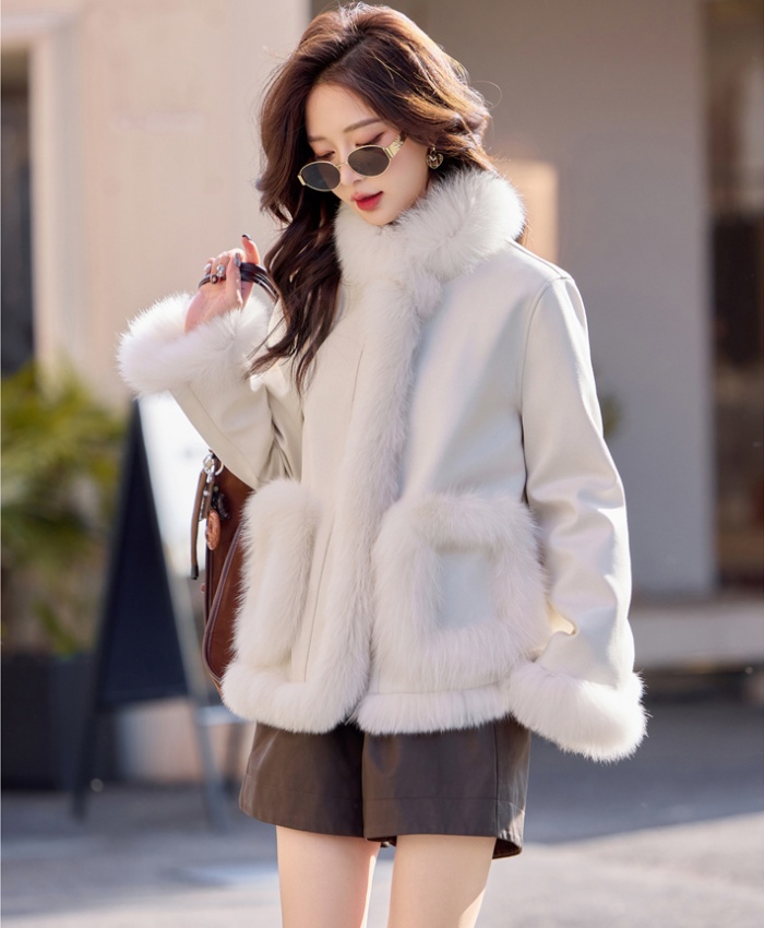Winter thermal fur coat temperament down coat for women
