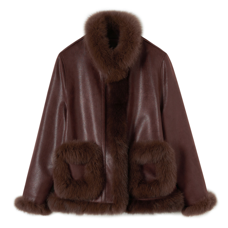 Winter thermal fur coat temperament down coat for women