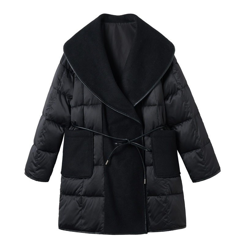 Large lapel duck down frenum winter splice down coat
