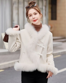 Duck down winter splice down coat suede fox fur fur coat