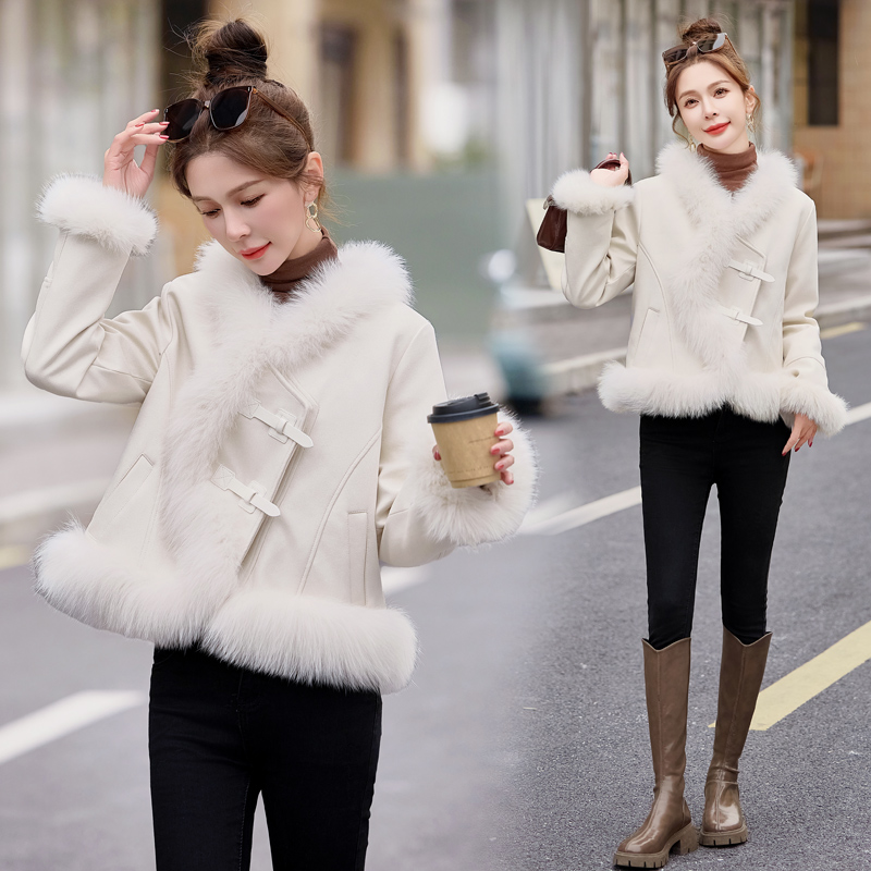 Duck down winter splice down coat suede fox fur fur coat